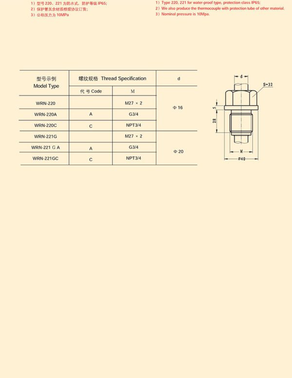 固定螺纹式热电偶
