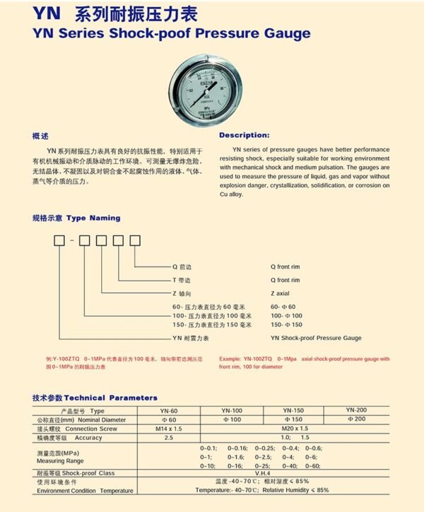 YN系列耐震压力表